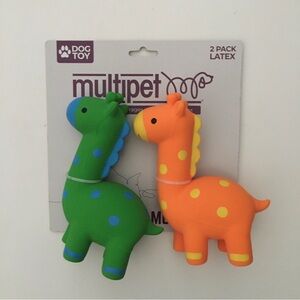 NEW Dog Toy Mini 2 Latex Squeakers Orange and Green | Multipet